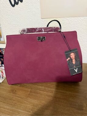 Structured Top-Handle Satchel in Deep Magenta